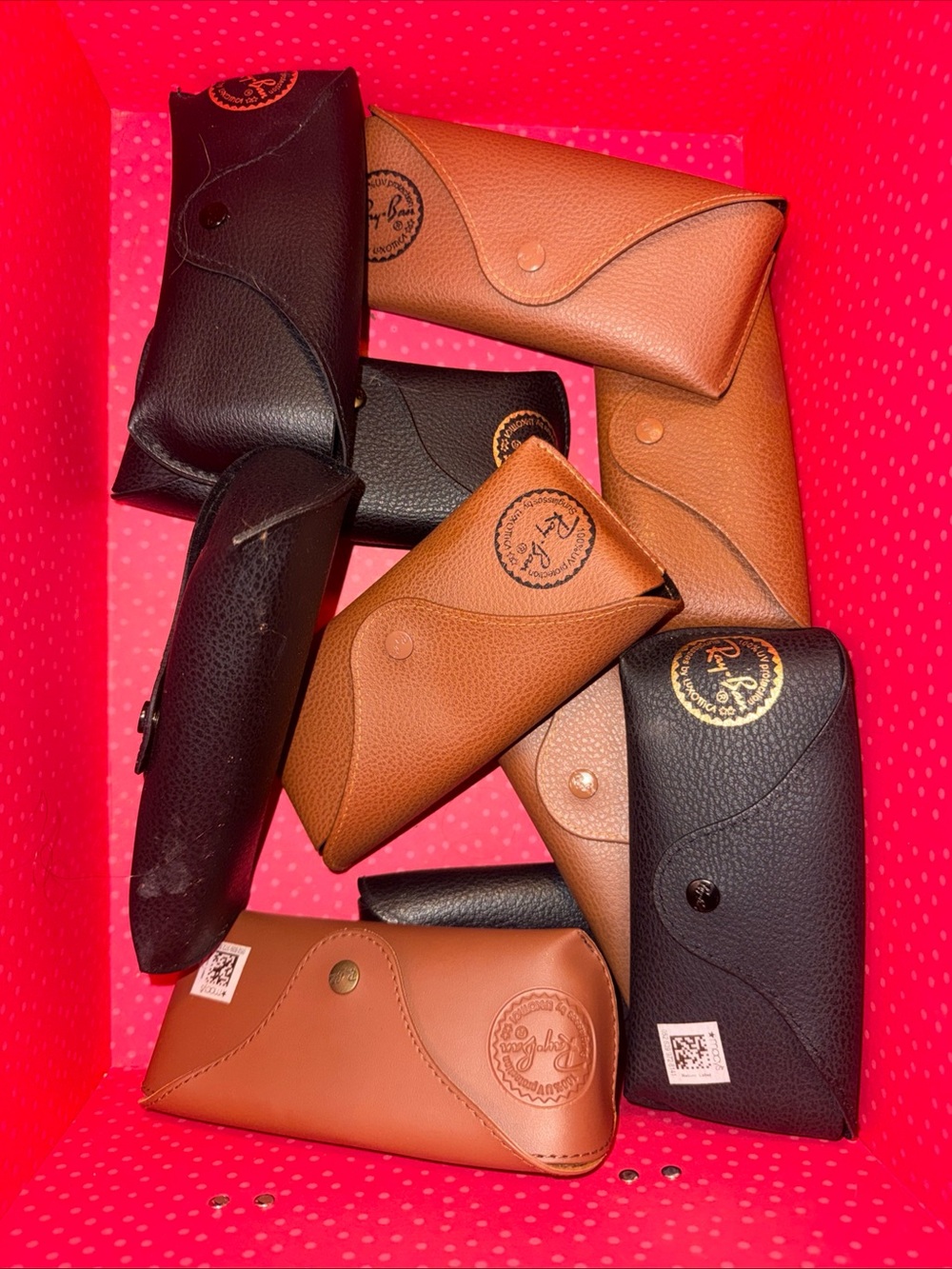 Ray-Ban Black and Brown Leather Sunglass Cases Lot